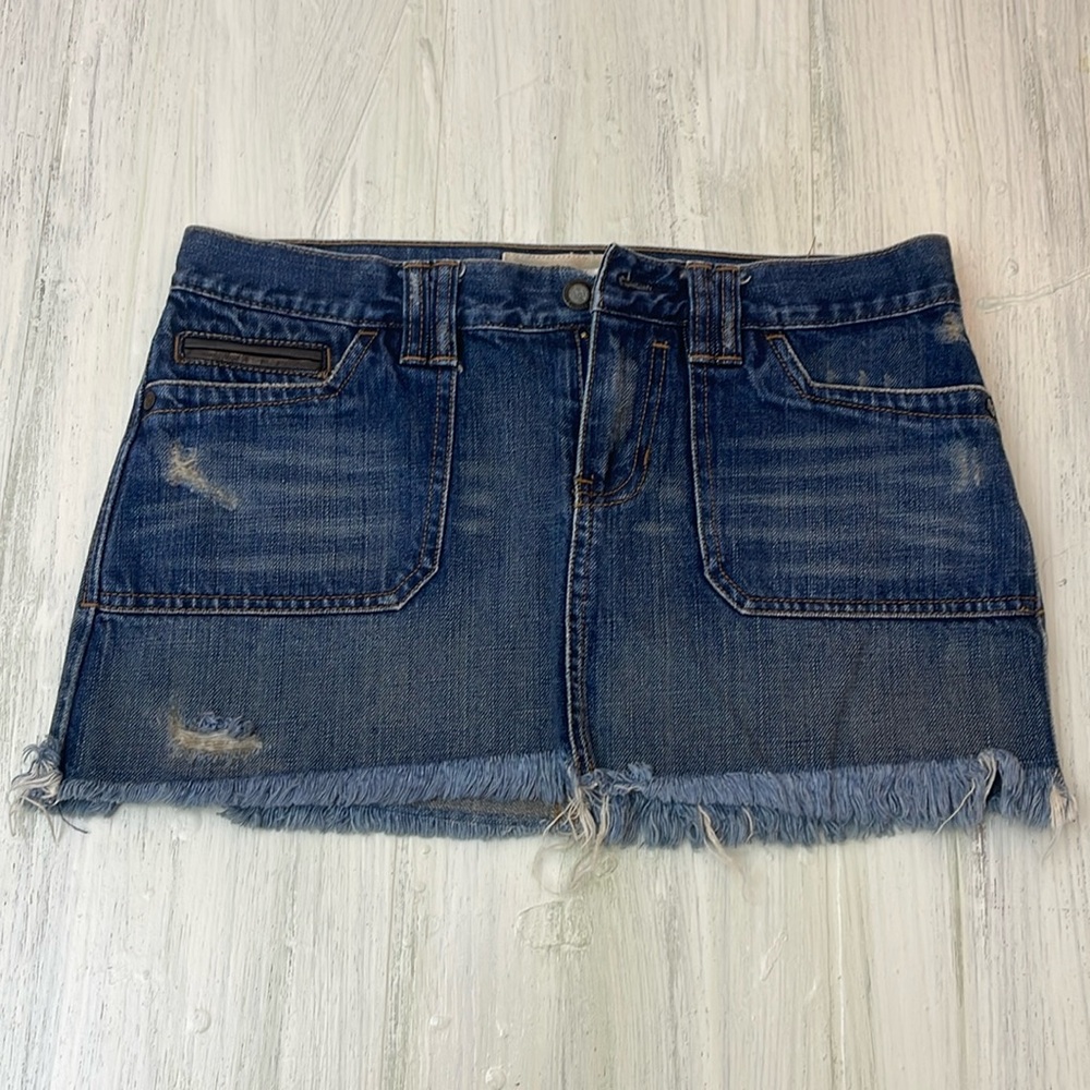Y2K Abercrombie & Fitch Denim Distressed Miniskirt Size 4